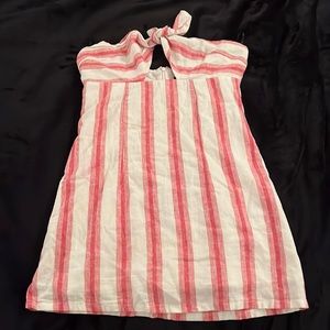 Forever 21 Pink and white striped tie strapless dress